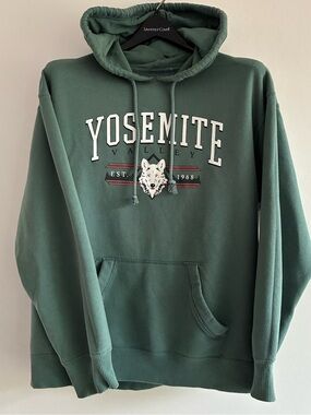 Hollister Yosemite Valley Hoodie Green Graphic Pullover XS Forestcore Outdoor